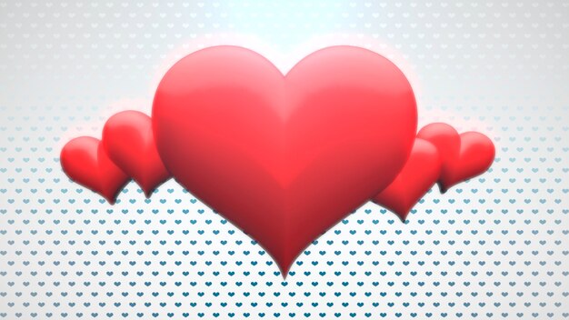 Corazones rojos románticos de primer plano sobre fondo brillante del día de San Valentín