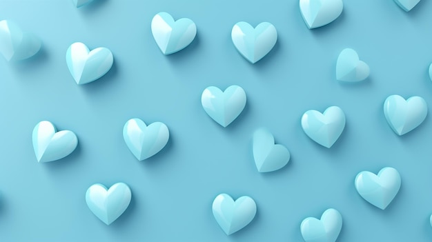 corazones sobre un fondo azul