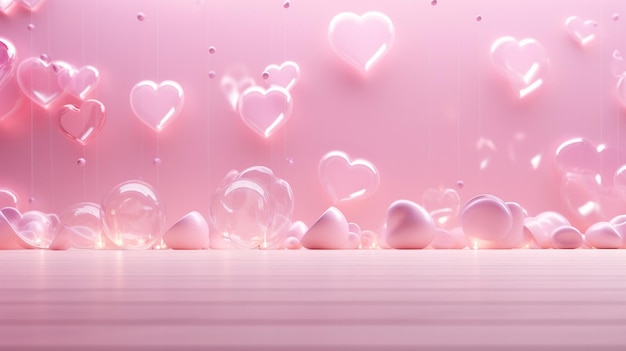 Corazones sobre un fondo rosa