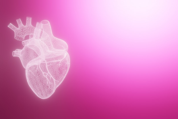 Los corazones del wireframe 3d rinden aislado