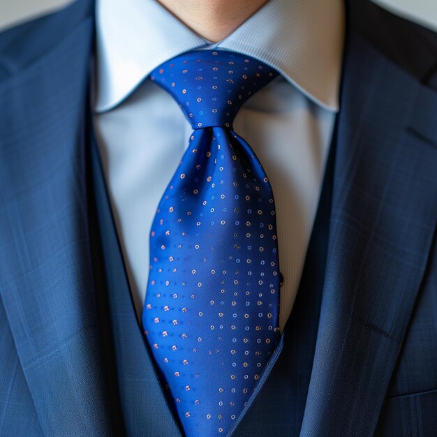 Una corbata azul con puntos blancos y una camisa azul con un punto blanco en ella Imagen Premium generada con IA