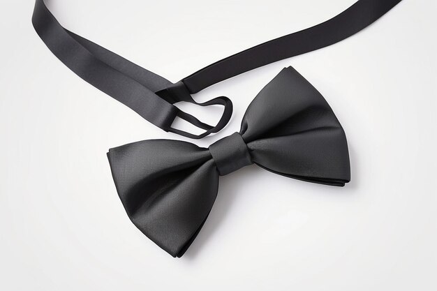 Corbata de laço preta Isolamento de laço de fita preta em fundo branco
