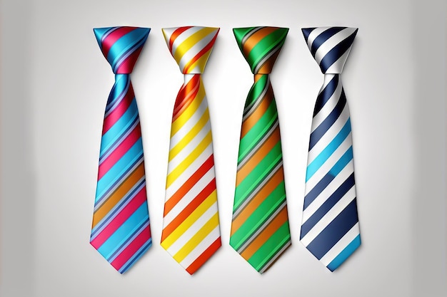 Corbatas de rayas para hombre corbatas de colores con correas sobre un fondo blanco solo