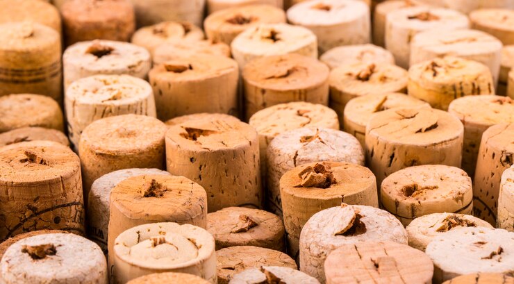 Foto corcho de textura de botellas de vino.