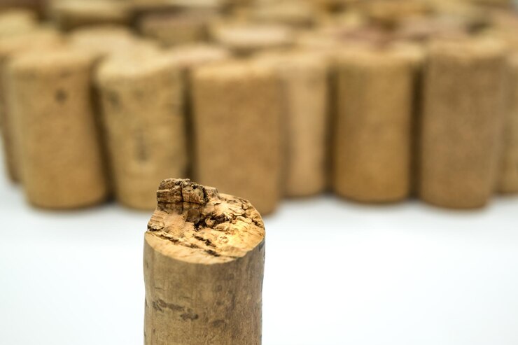 Foto corcho de vino usado sobre un fondo blanco