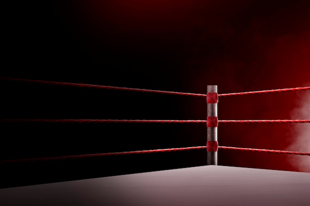Foto corda vermelha no canto do ringue de boxe