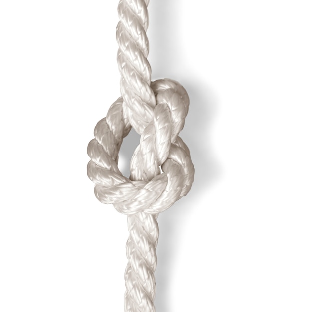 cordas de navio com nó isolado no fundo branco