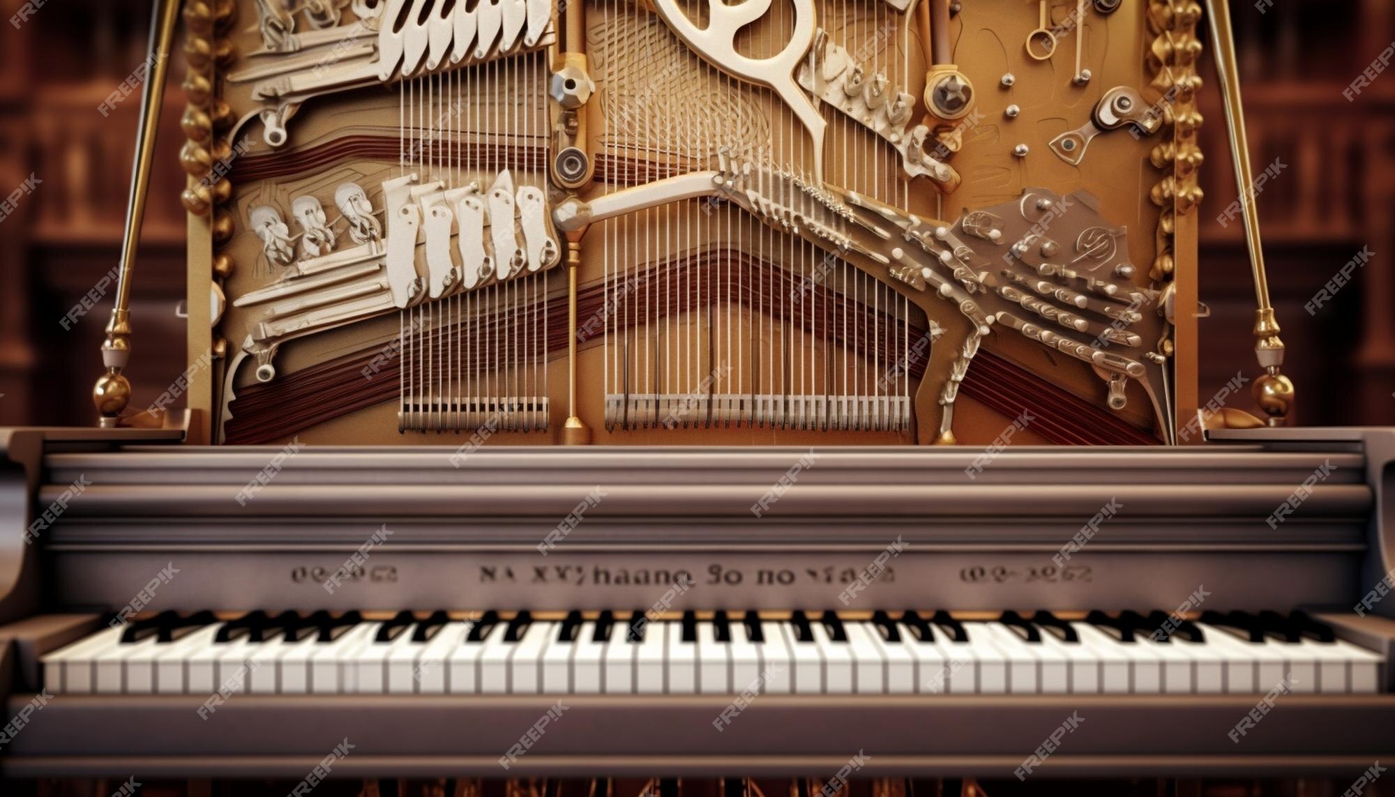 Cordas Dentro De Um Piano De Cauda Vermelho Jogo Do Piano