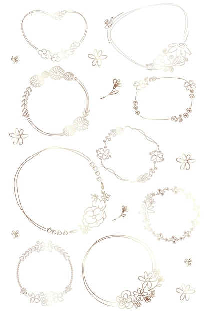 Cordeira floral de doodle bonito conjunto png transparente