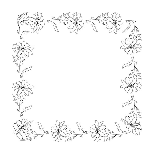 Cordeira floral desenhada à mão sobre fundo branco