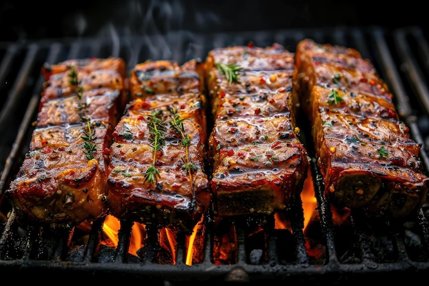 Cordero a la parrilla en el carbón fotografía de comida de publicidad profesional