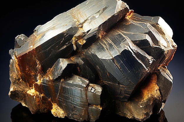 Cordierite pedra mineral fóssil fóssil cristalino geológico fundo escuro em close-up