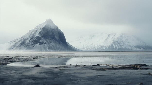 Cordilheira do Ártico junto à praia Uma paisagem fotorrealista de resolução 8k