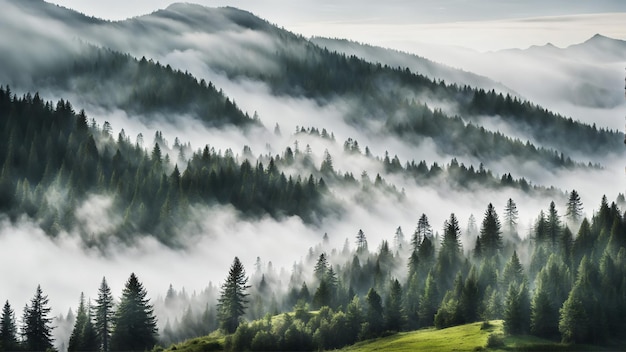 Cordilheira está coberta de neblina