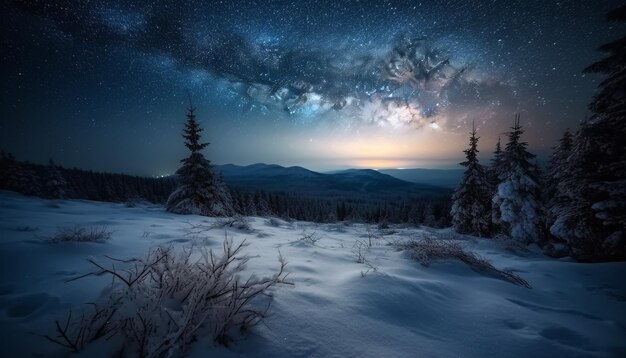 Cordilheira majestosa com atmosfera de neve tranquila gerada por IA