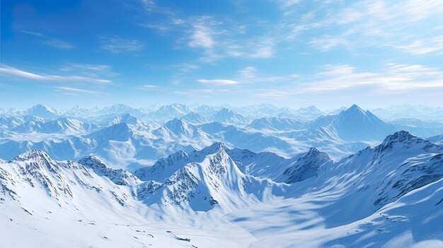 Cordillera alpina de montañas cubiertas de nieve