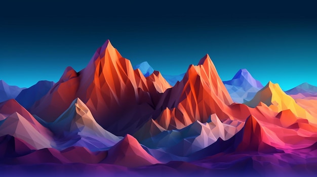 Cordillera colorida con un fondo azul