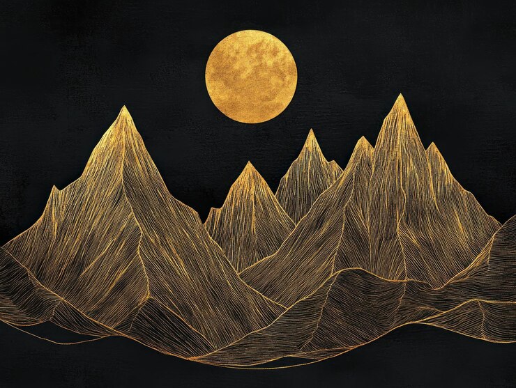La cordillera dorada bajo la luna llena