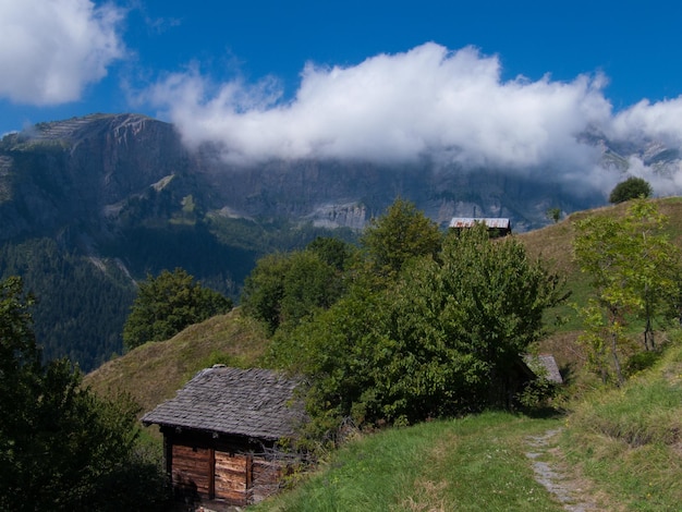 Una cordillera está en el fondo.