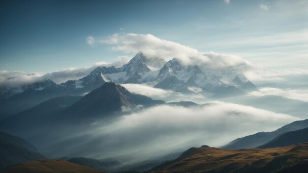 Cordillera mística en la niebla