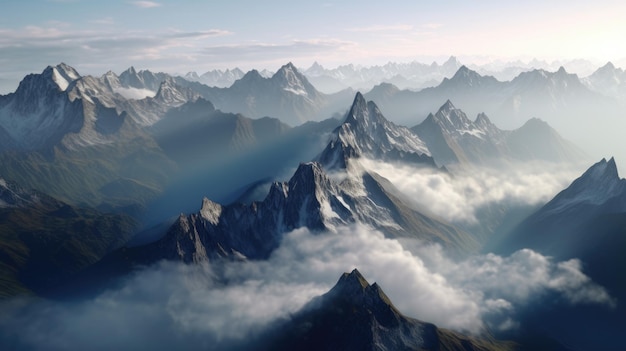 Una cordillera con nubes