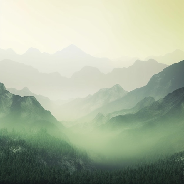 Una cordillera verde con un bosque al fondo.