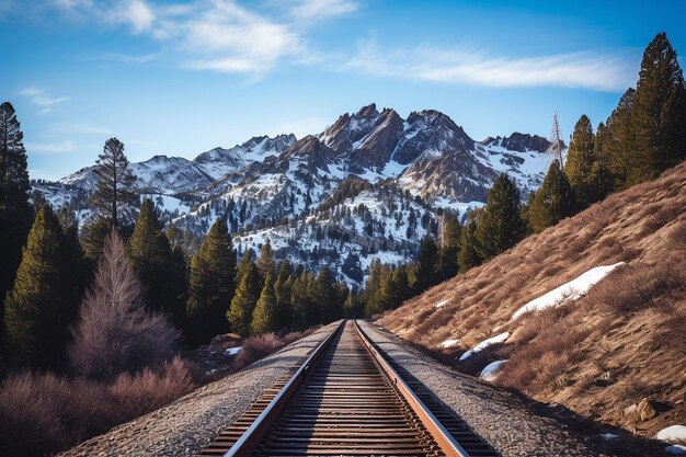 Foto cordillera con vías de tren