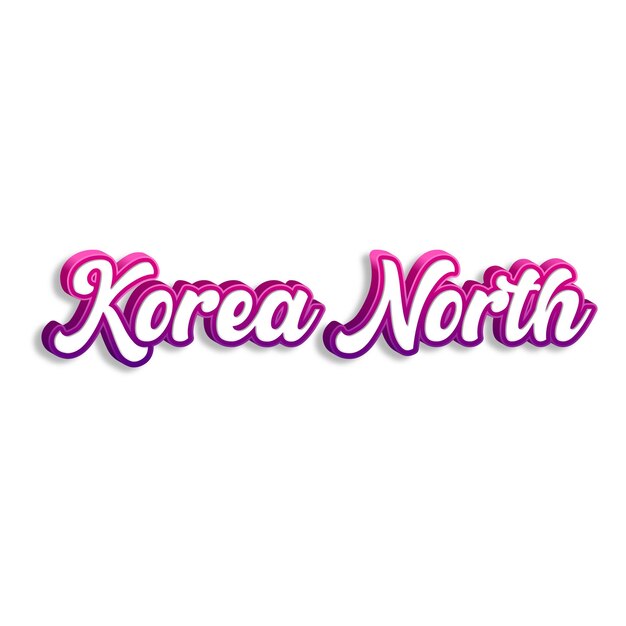 Coreia do Norte tipografia 3d design amarelo rosa branco fundo foto jpg.