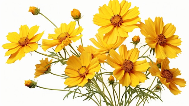 Coreopsis Wonder sobre un fondo blanco