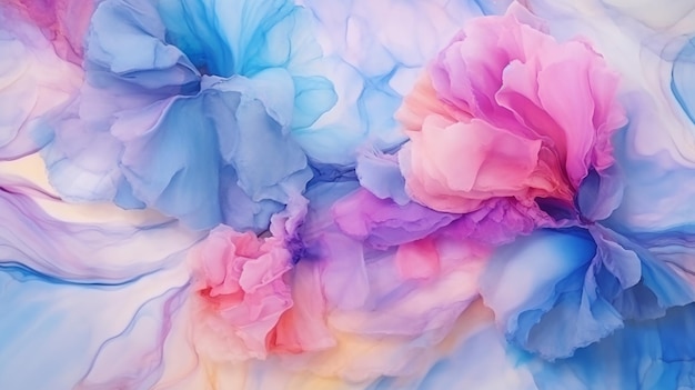 Cores de tinta de álcool translúcida floral multicolorida fundo de textura de mármore