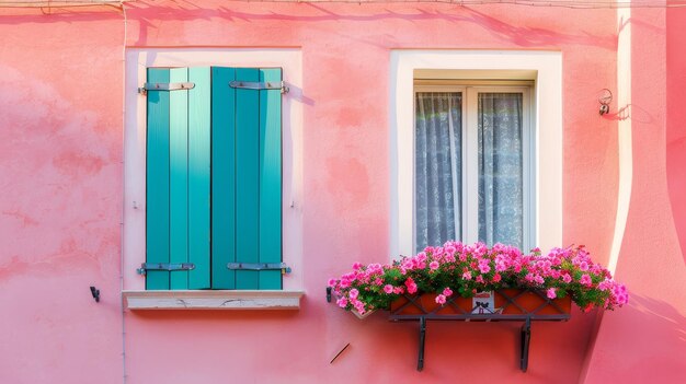 Cores pastel suaves em um fundo rosa evocam o charme de um verão italiano ilustrado por IA