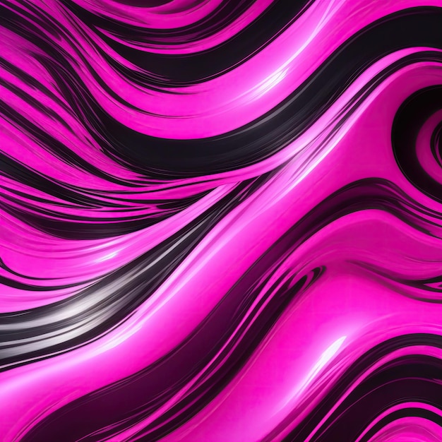 Cores rosa e preta renderização 3D de fundo líquido ondulado abstrato