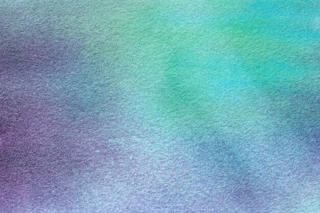 cores verdes e azuis claras. Pintura em aquarela sobre tela com gradiente de roxo.