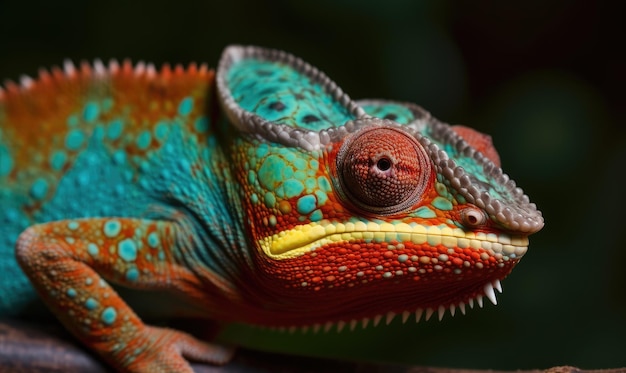 Cores vibrantes de camaleão capturadas em close-up Criando usando ferramentas generativas de IA