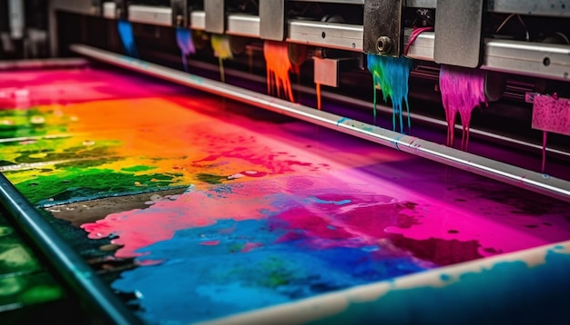 Cores vibrantes de tinta salpicando sobre o papel uma obra-prima criativa gerada pela inteligência artificial