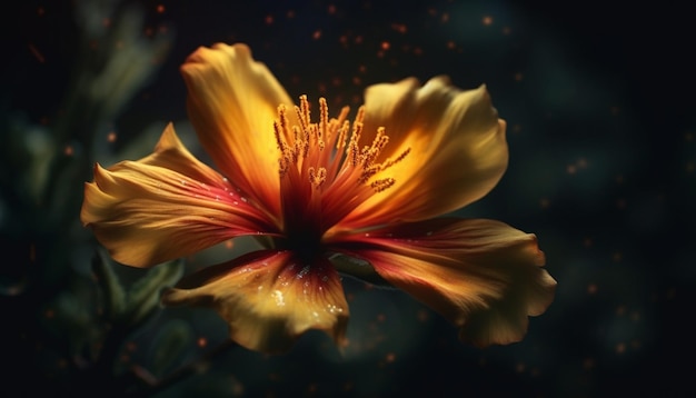 Cores vibrantes de uma única flor em macro gerada por IA