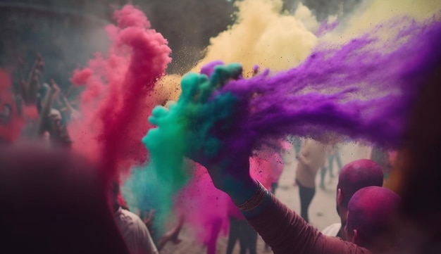 Cores Vibrantes e Celebrações Alegres Capturando o Espírito do Festival Holi na Índia