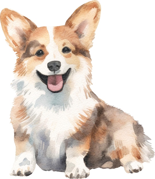 Corgi-Aquarellillustration isoliert auf Weiß