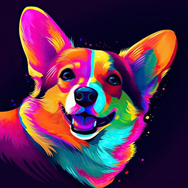 Corgi em cores neon Generative AI