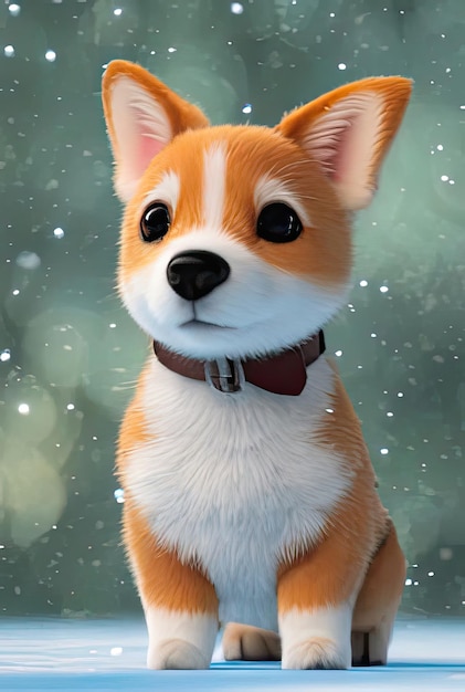 Corgi em pé em 3 estilos Generative AI