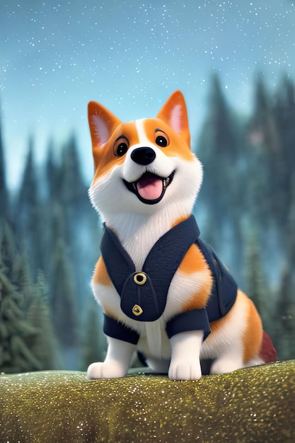 Corgi em pé em 3 estilos Generative AI