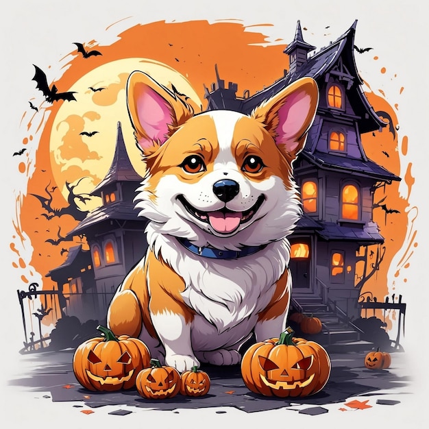 Corgi-Hund feiert Halloween 1