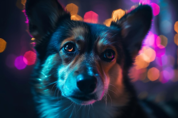 Corgi perro cyberpunk Generar Ai