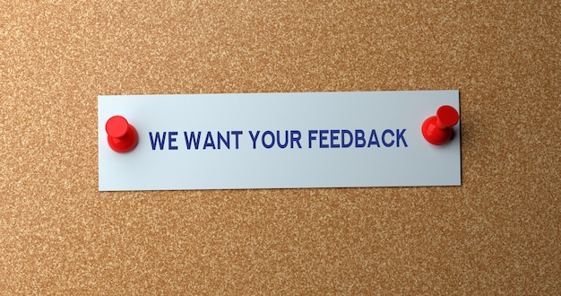 Corkboard und wir möchten Ihr Feedback.