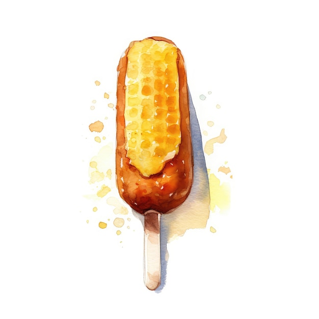 Corndog ilustração em aquarela generativa ai