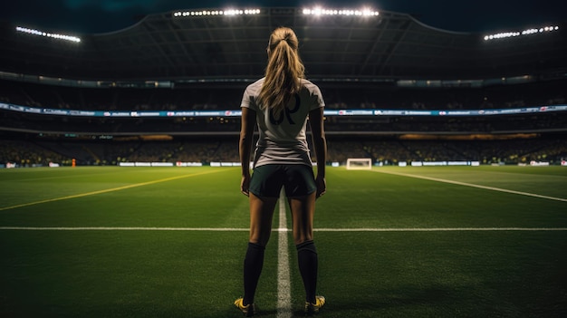 Corner Kick Jogadora de futebol feminina pronta para enfrentar a atmosfera do estádio Canon EOS 6D Mark II