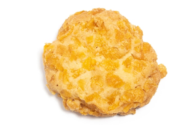 Cornflakes Cookies Top-View isoliert auf weißem Hintergrund Clipping-Pfad