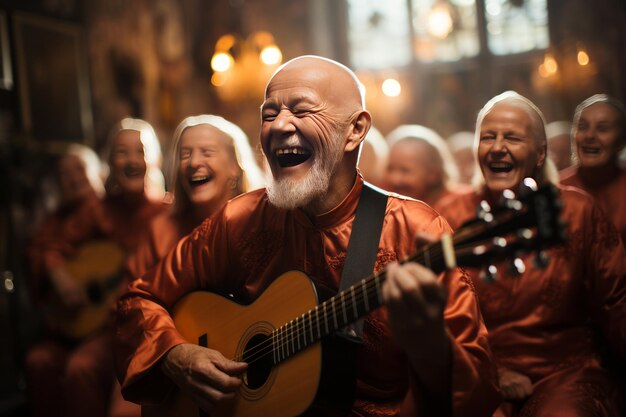 Un coro de ancianos en vivo interpretando la IA generativa