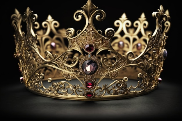 Coroa cravejada de ouro e joias fotografadas em isolamento branco