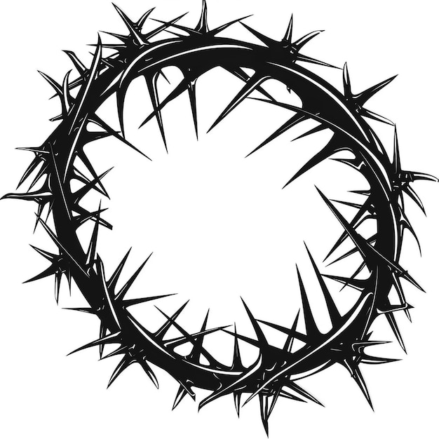 Coroa de espinhos sinal gráfico Quadro circular de galhos de plantas com espinhos Ilustração vetorial